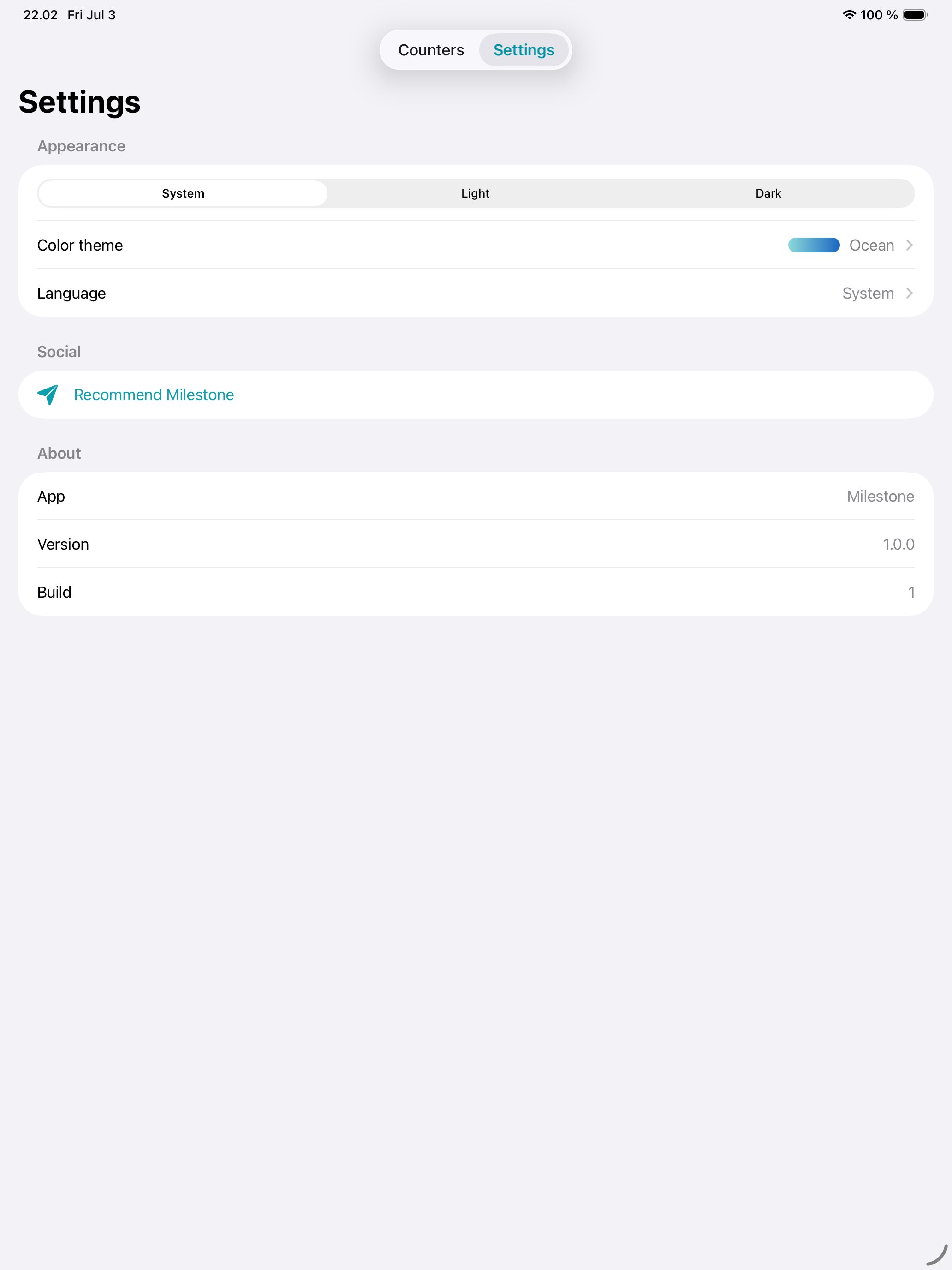Settings and themes