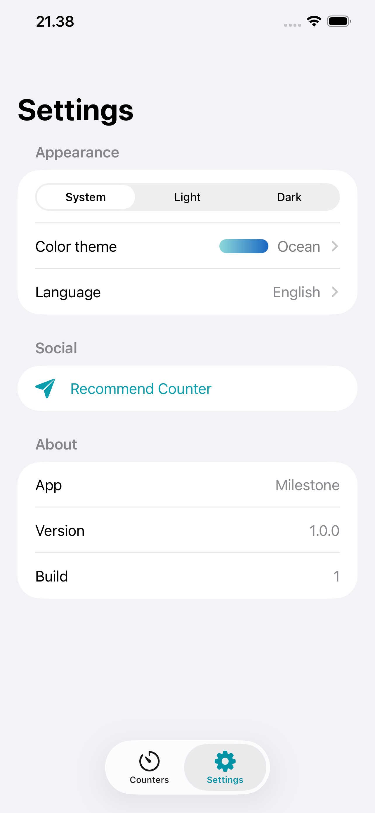 Settings and themes